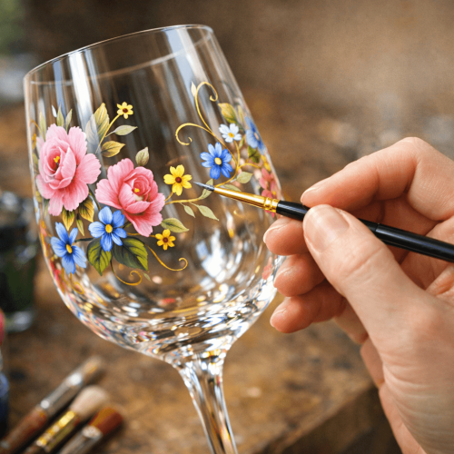 Artesão pintando uma taça